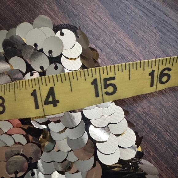 Halogen Embellished Paillette Sequined Knee Length Skirt in Gold - Picture 8 of 9